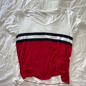 Hollister Red and White with 2 blue stripes